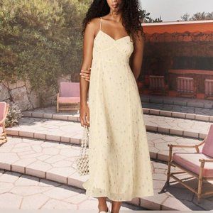 DVF TVF Souffle Floral-print Crepe De Chine Midi Dress - Pastel yellow